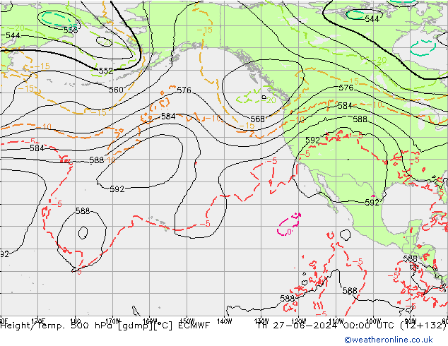 Z500/Rain (+SLP)/Z850 ECMWF Th 27.06.2024 00 UTC