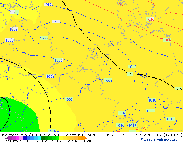 500-1000 hPa Kalınlığı ECMWF Per 27.06.2024 00 UTC