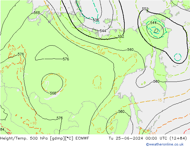 Geop./Temp. 500 hPa ECMWF mar 25.06.2024 00 UTC