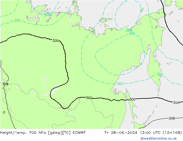 Géop./Temp. 700 hPa ECMWF ven 28.06.2024 12 UTC