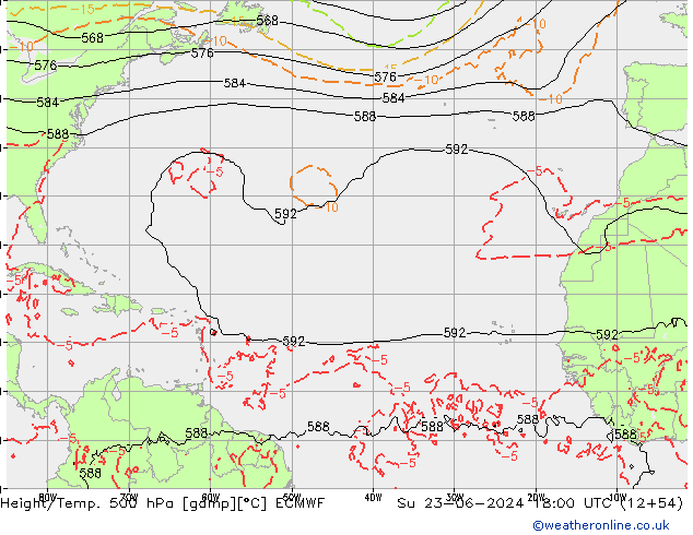 Z500/Rain (+SLP)/Z850 ECMWF Вс 23.06.2024 18 UTC