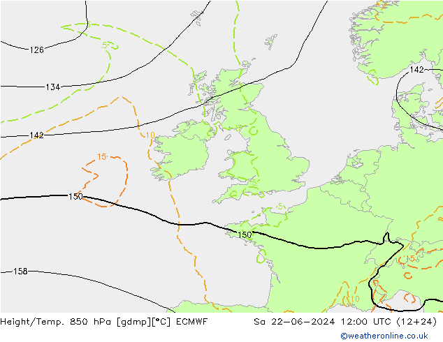 Z500/Rain (+SLP)/Z850 ECMWF Sáb 22.06.2024 12 UTC