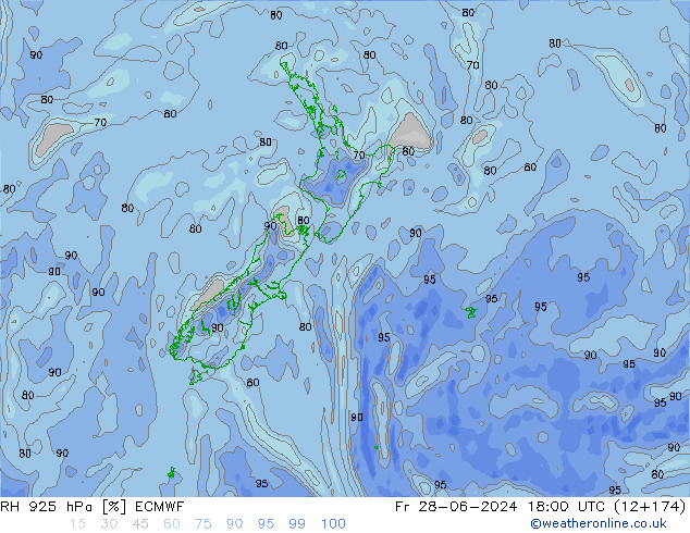 RH 925 hPa ECMWF Sex 28.06.2024 18 UTC