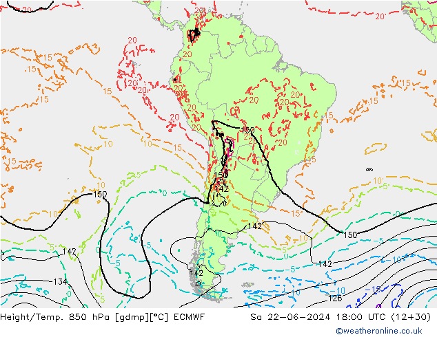 Z500/Rain (+SLP)/Z850 ECMWF sam 22.06.2024 18 UTC