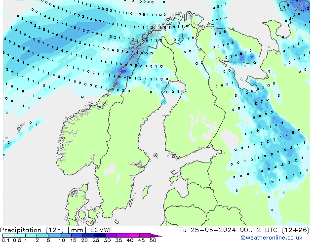 Nied. akkumuliert (12Std) ECMWF Di 25.06.2024 12 UTC