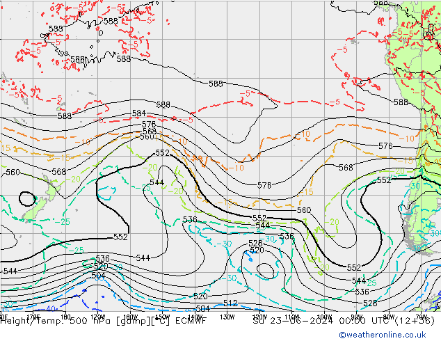 Z500/Regen(+SLP)/Z850 ECMWF zo 23.06.2024 00 UTC