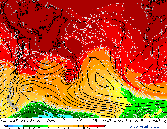 Theta-W 850hPa ECMWF Th 27.06.2024 18 UTC