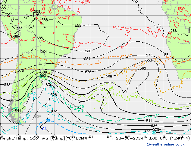 Height/Temp. 500 hPa ECMWF Pá 28.06.2024 18 UTC