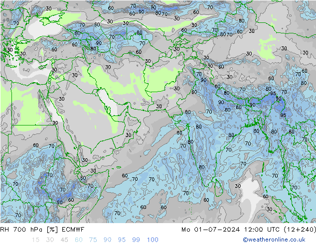 RH 700 hPa ECMWF  01.07.2024 12 UTC