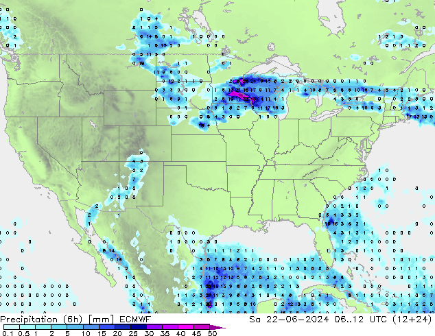 Z500/Rain (+SLP)/Z850 ECMWF sam 22.06.2024 12 UTC