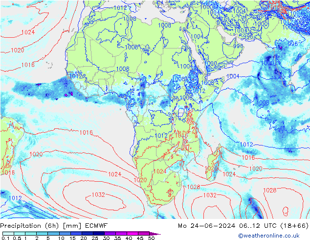 Z500/Rain (+SLP)/Z850 ECMWF Mo 24.06.2024 12 UTC