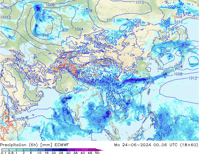 Z500/Rain (+SLP)/Z850 ECMWF пн 24.06.2024 06 UTC