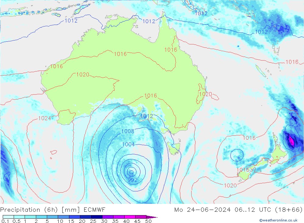 Z500/Yağmur (+YB)/Z850 ECMWF Pzt 24.06.2024 12 UTC