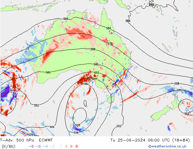 T-Adv. 500 hPa ECMWF Tu 25.06.2024 06 UTC