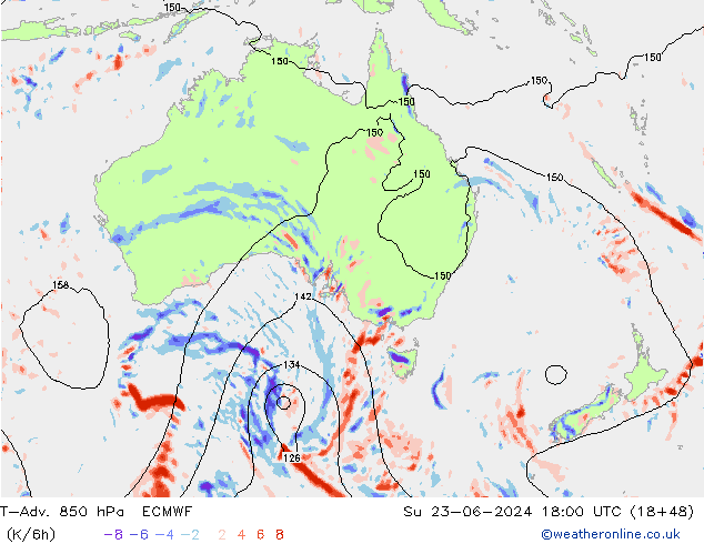 T-Adv. 850 hPa ECMWF zo 23.06.2024 18 UTC