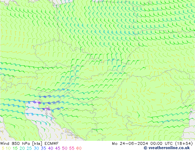 Wind 850 hPa ECMWF Mo 24.06.2024 00 UTC