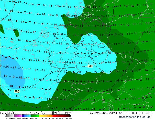 Z500/Rain (+SLP)/Z850 ECMWF Sa 22.06.2024 06 UTC