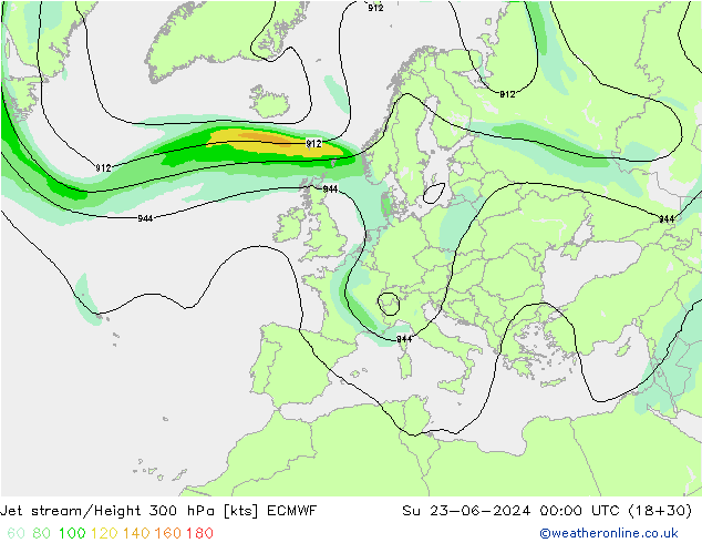 Straalstroom ECMWF zo 23.06.2024 00 UTC