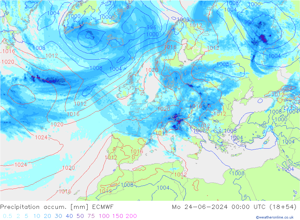 Nied. akkumuliert ECMWF Mo 24.06.2024 00 UTC