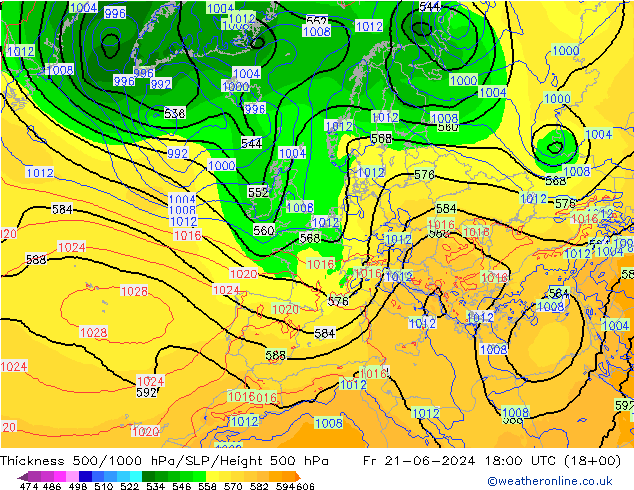 Thck 500-1000гПа ECMWF пт 21.06.2024 18 UTC