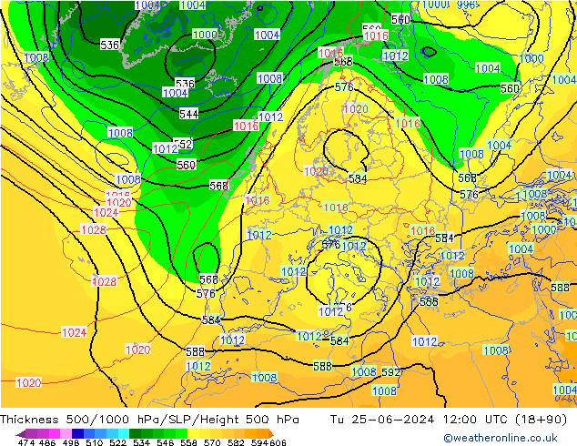 Thck 500-1000hPa ECMWF Ter 25.06.2024 12 UTC