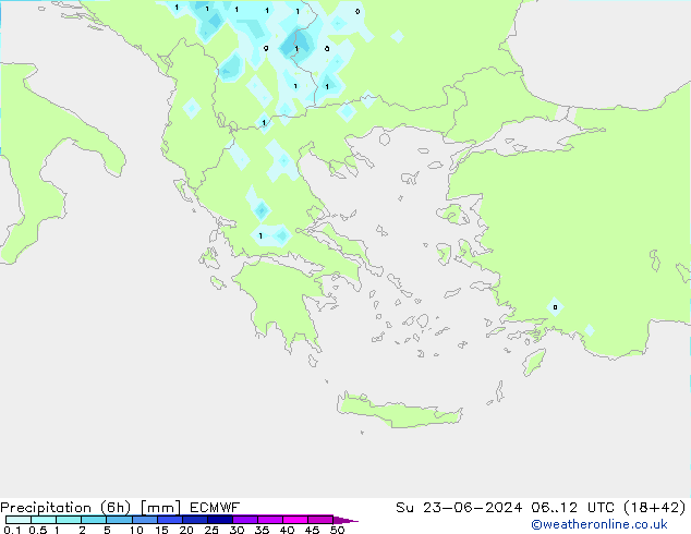 Précipitation (6h) ECMWF dim 23.06.2024 12 UTC