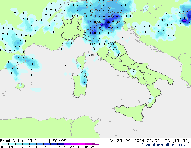 Z500/Rain (+SLP)/Z850 ECMWF dom 23.06.2024 06 UTC