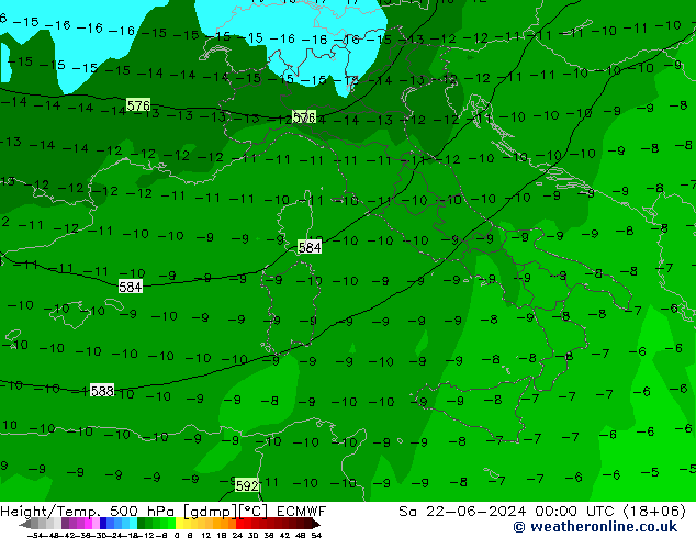 Z500/Rain (+SLP)/Z850 ECMWF so. 22.06.2024 00 UTC