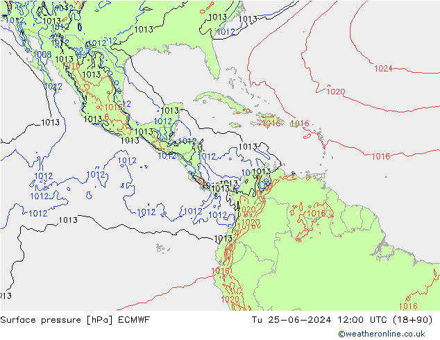 Luchtdruk (Grond) ECMWF di 25.06.2024 12 UTC