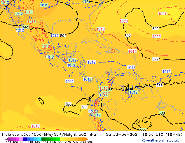 Thck 500-1000hPa ECMWF dim 23.06.2024 18 UTC