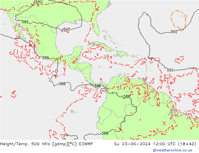 Z500/Rain (+SLP)/Z850 ECMWF Вс 23.06.2024 12 UTC