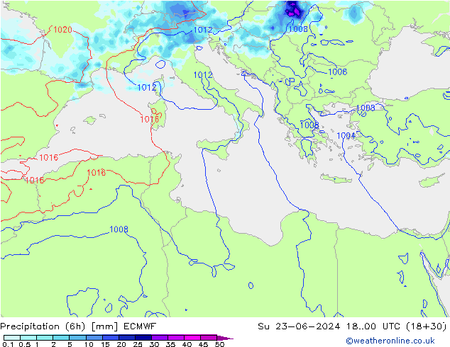 Z500/Rain (+SLP)/Z850 ECMWF Su 23.06.2024 00 UTC