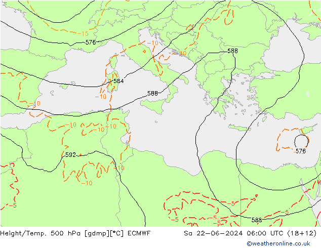 Z500/Rain (+SLP)/Z850 ECMWF sáb 22.06.2024 06 UTC