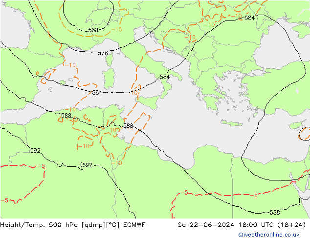 Z500/Rain (+SLP)/Z850 ECMWF  22.06.2024 18 UTC