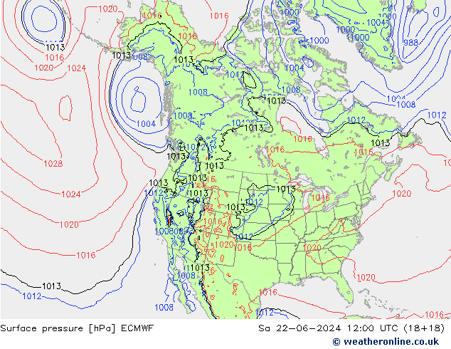 pressão do solo ECMWF Sáb 22.06.2024 12 UTC