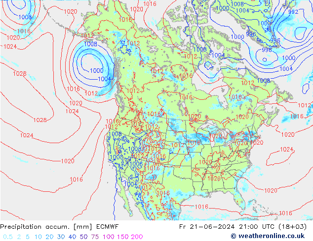 Toplam Yağış ECMWF Cu 21.06.2024 21 UTC