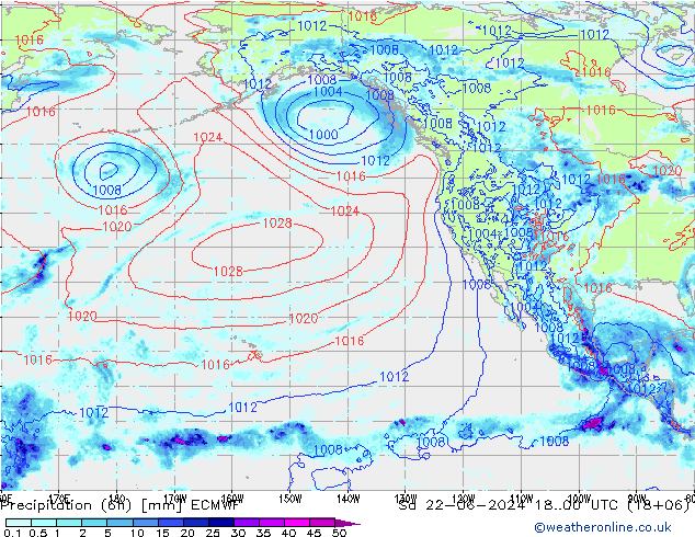 Z500/Regen(+SLP)/Z850 ECMWF za 22.06.2024 00 UTC