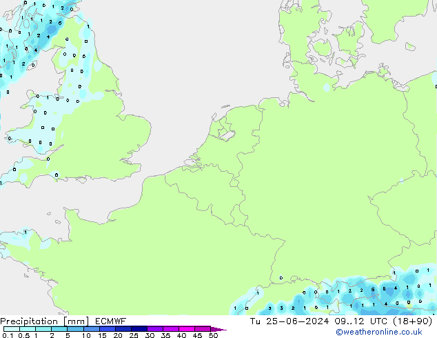 Precipitation ECMWF Tu 25.06.2024 12 UTC