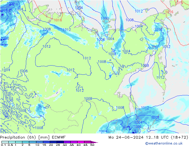 Z500/Rain (+SLP)/Z850 ECMWF pon. 24.06.2024 18 UTC