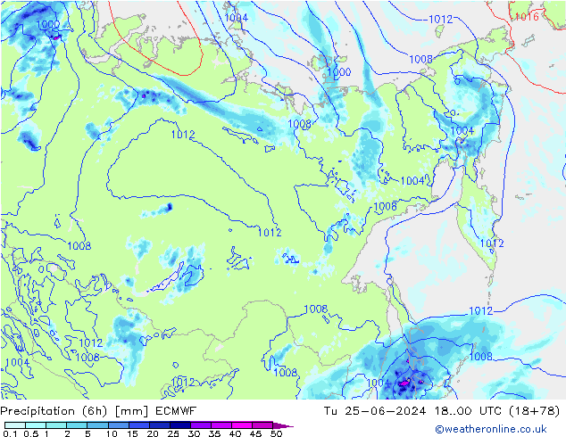 Z500/Regen(+SLP)/Z850 ECMWF di 25.06.2024 00 UTC