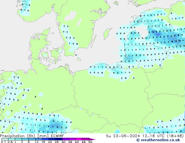 Z500/Rain (+SLP)/Z850 ECMWF  23.06.2024 18 UTC