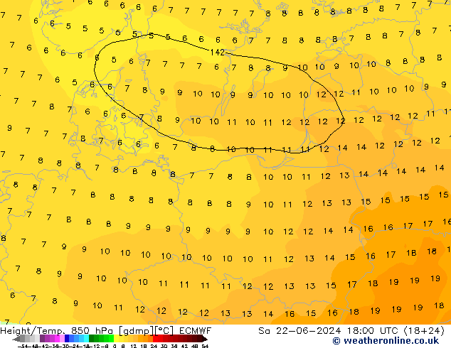 Z500/Rain (+SLP)/Z850 ECMWF So 22.06.2024 18 UTC