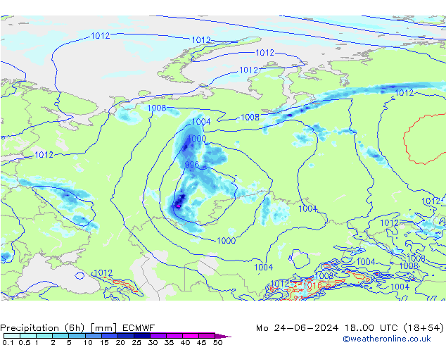 Z500/Regen(+SLP)/Z850 ECMWF ma 24.06.2024 00 UTC