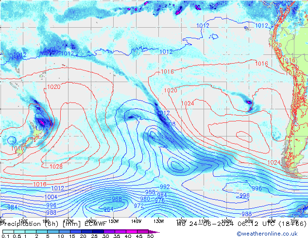 Z500/Yağmur (+YB)/Z850 ECMWF Pzt 24.06.2024 12 UTC