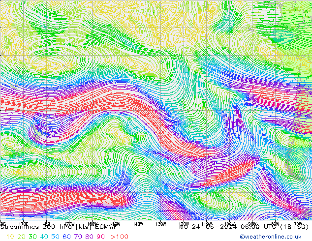 Rüzgar 300 hPa ECMWF Pzt 24.06.2024 06 UTC