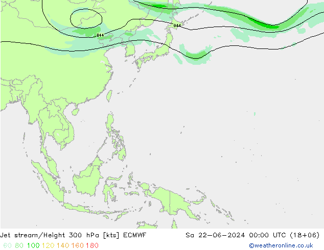 Jet stream/Height 300 hPa ECMWF So 22.06.2024 00 UTC