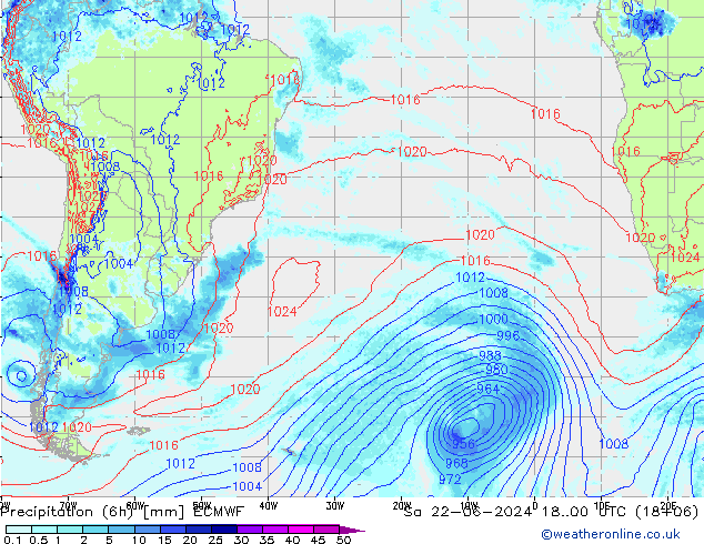 Z500/Rain (+SLP)/Z850 ECMWF sam 22.06.2024 00 UTC