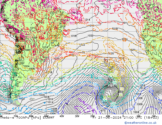 Theta-e 700hPa ECMWF vie 21.06.2024 21 UTC