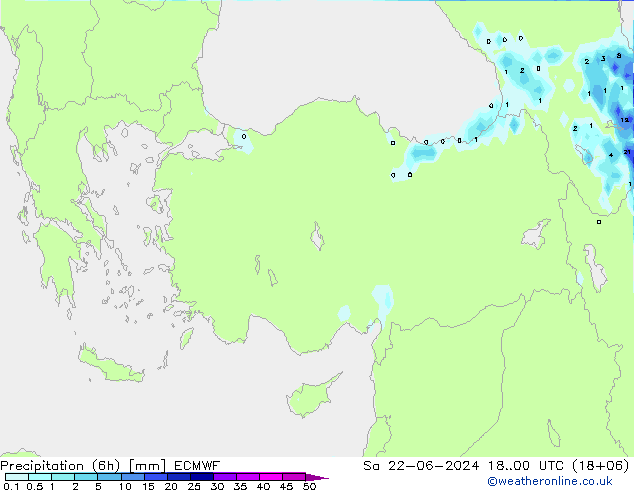 Precipitação (6h) ECMWF Sáb 22.06.2024 00 UTC