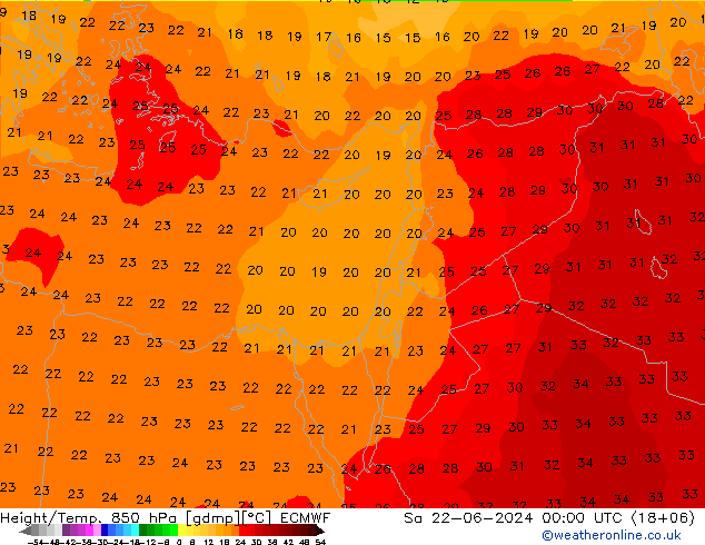 Z500/Rain (+SLP)/Z850 ECMWF Sáb 22.06.2024 00 UTC